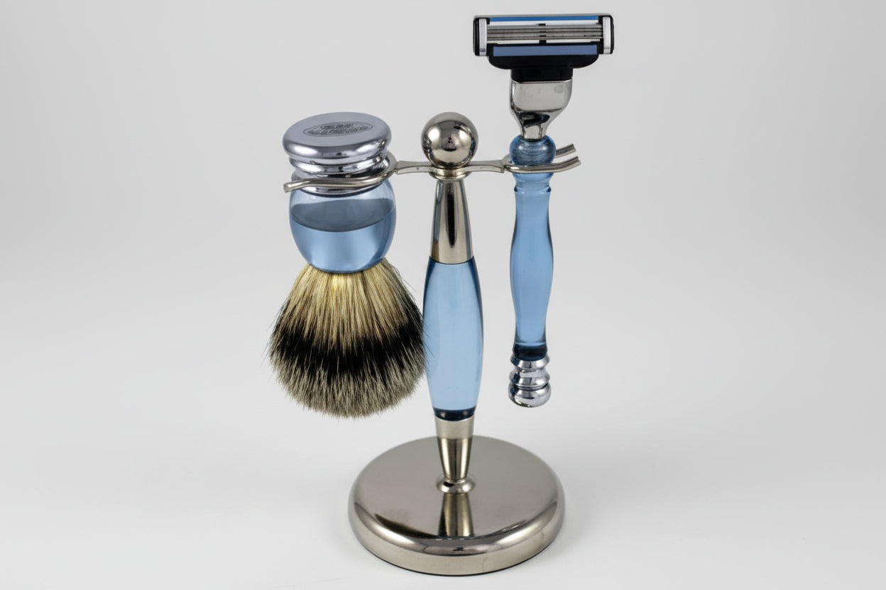 Acrylic Blue Shaving Set - Mach3
