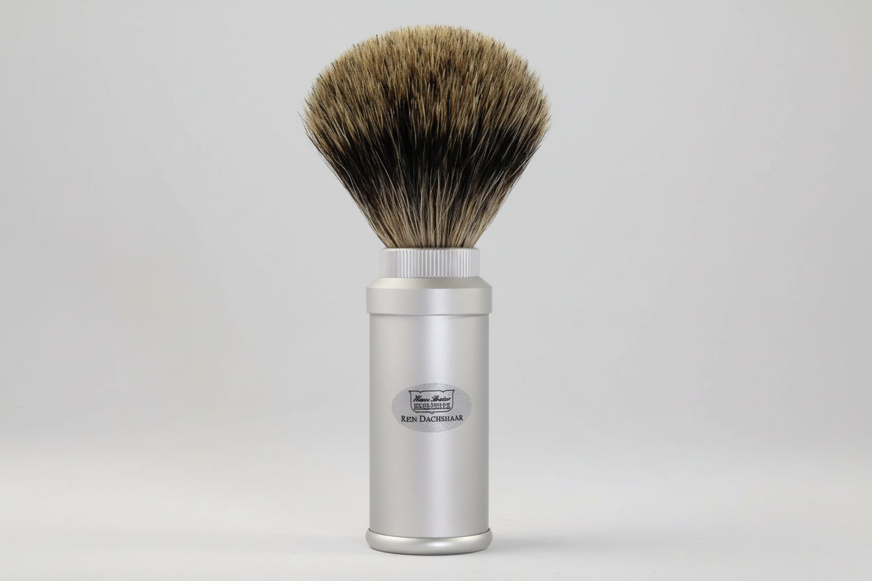 Travel Shaving Brush Aluminum Silver