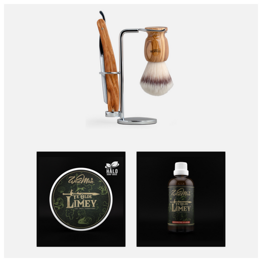 SIGNATURE SET PLUS – Olive Wood Straight Razor + Westman
