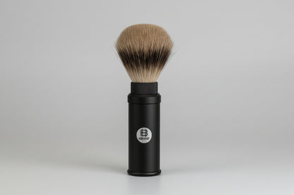 Travel Shaving Brush Black Aluminum